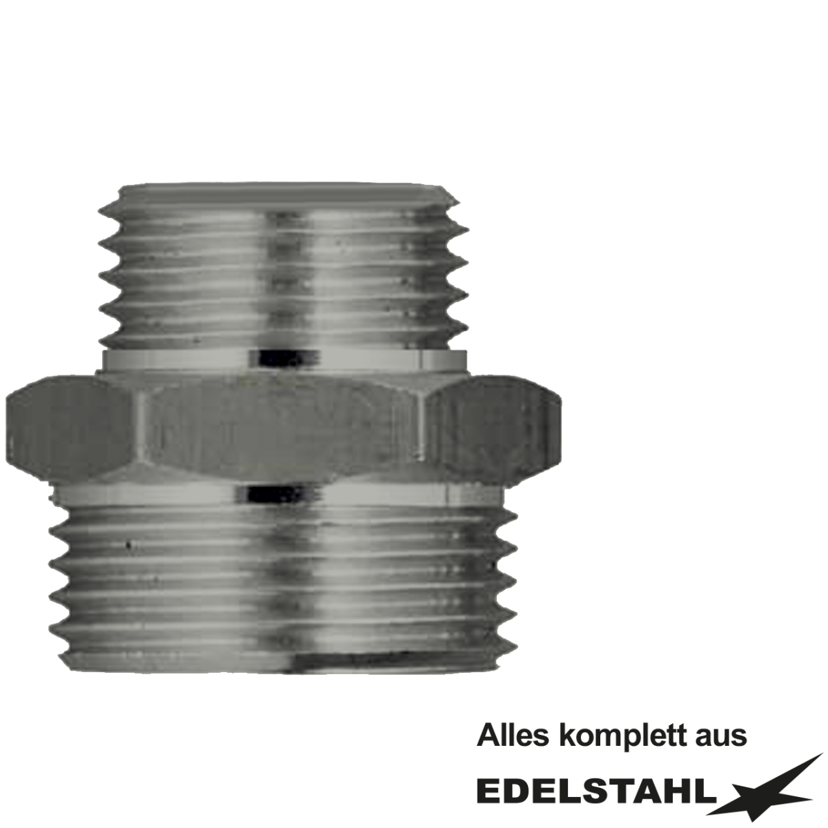 Gewindenippel 1/2" x 3/4" - SW 27mm (AG x AG) Edelstahl