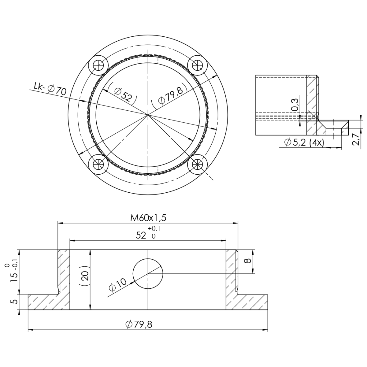 Tischdurchführung M60x1