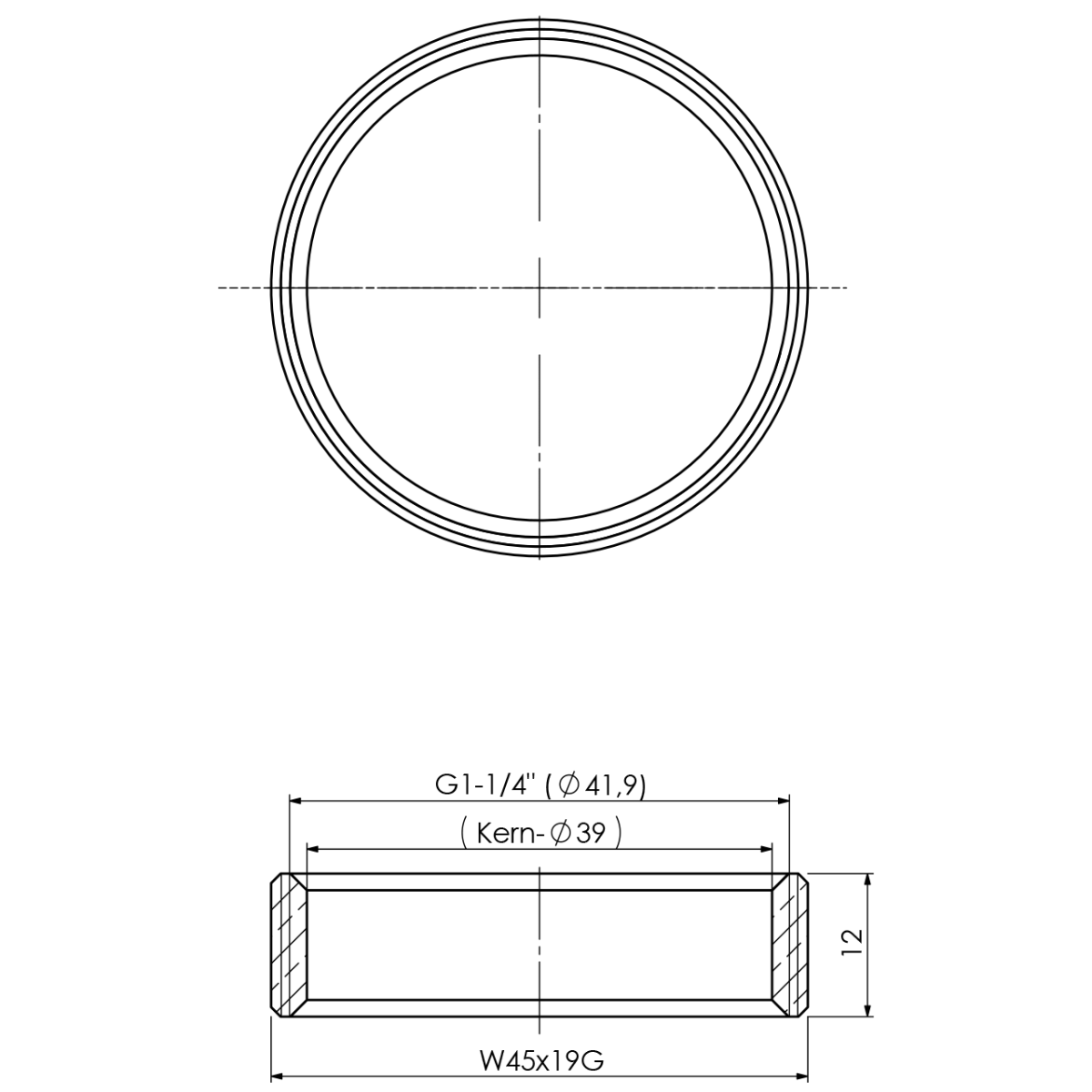 Säule zu Hebel-ELB W45x19G AG L160 mm