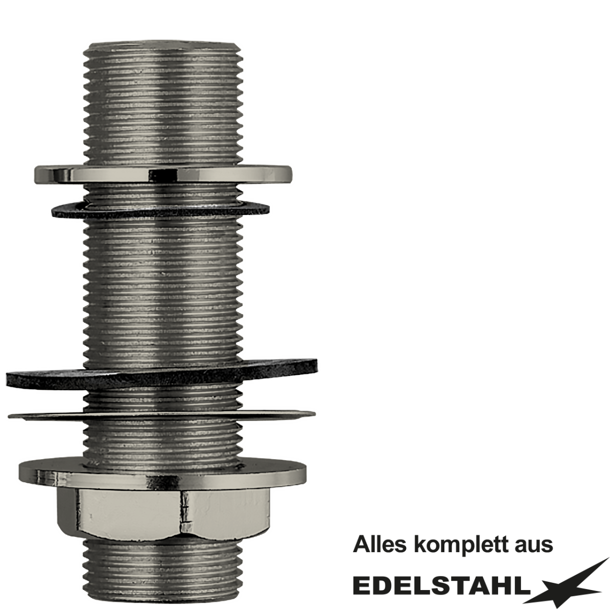 Stutzen-Set 1/2" mit Rosette Edelstahl