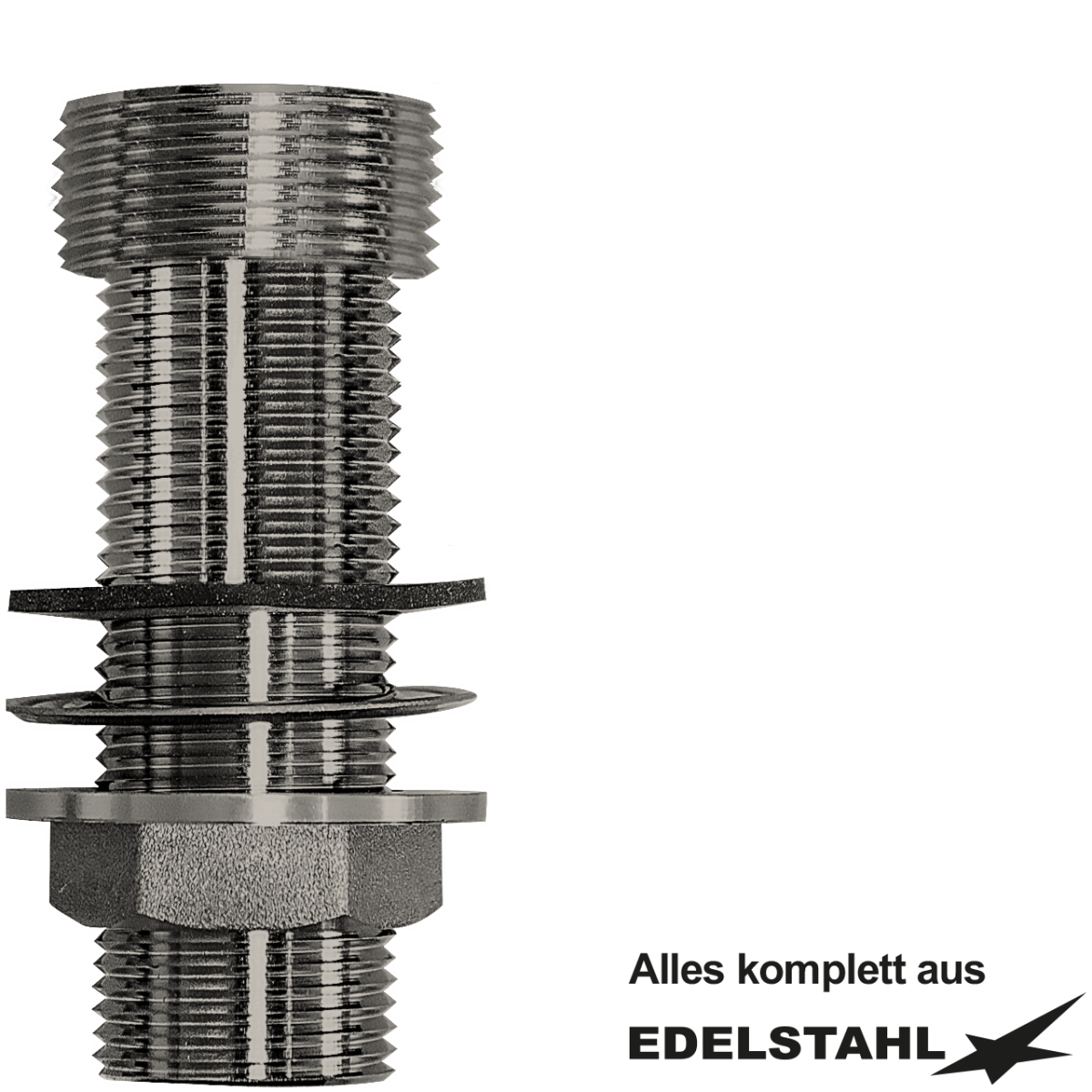 Stutzen-Set 1" x 5/4" ohne Rosette Edelstahl