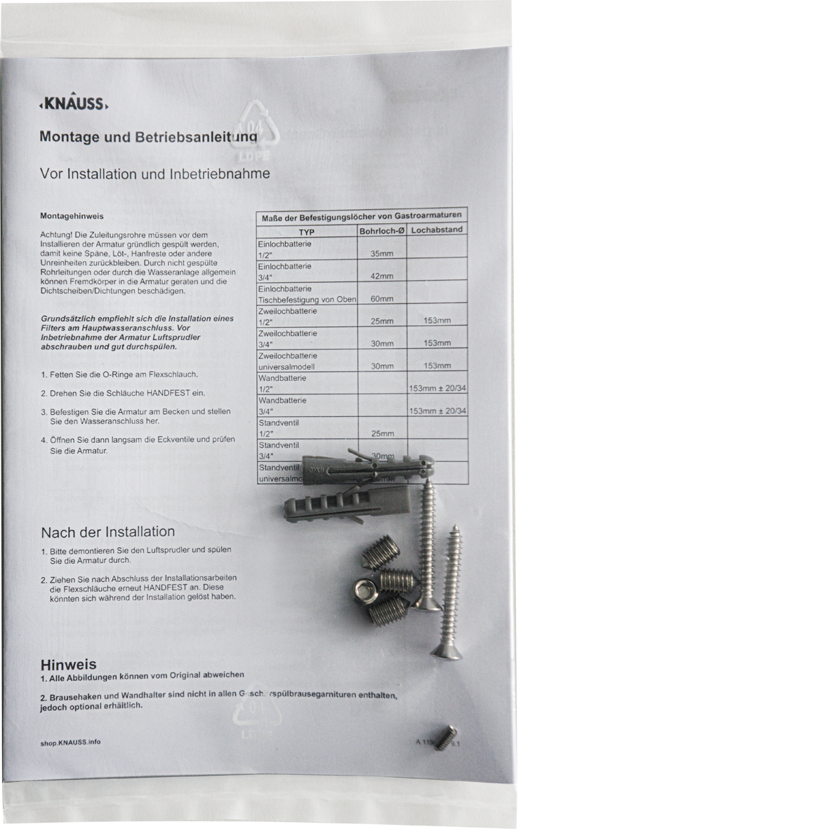 Schrauben-Set 9-tlg GBG-Gastro